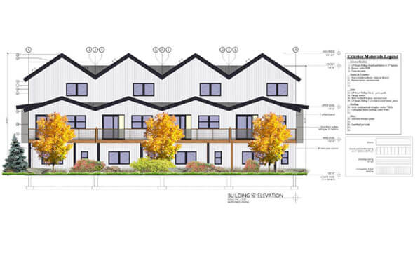 Solstice Townhomes side view rendering